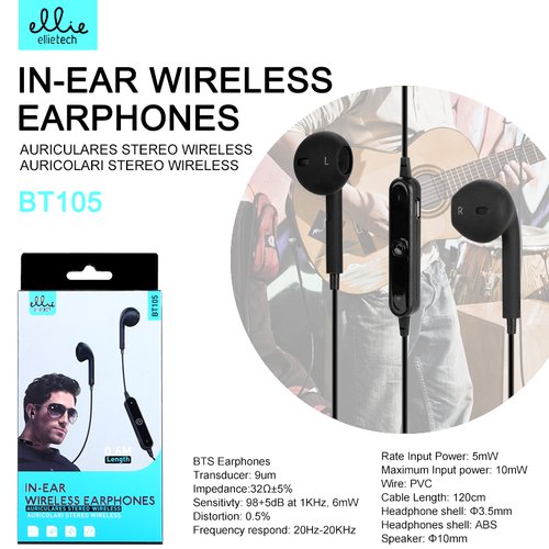 BT105 Ellietech Bluetooth Auriculares In-Ear Wireless Earphone