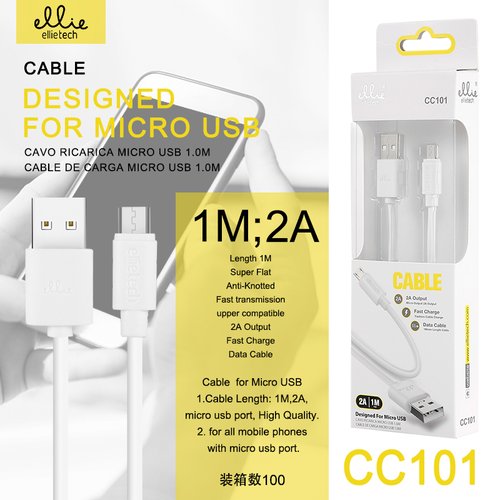 Ellietech CC101 Cable de Dato Micro Usb 2A 1M