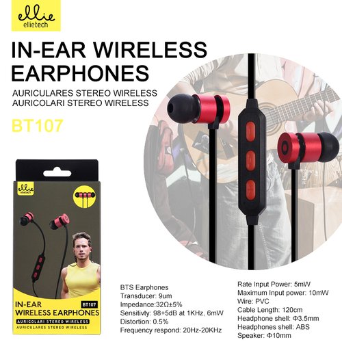 BT107 Ellietech Bluetooth Auriculares In-Ear Wireless Earphone