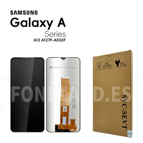 Pantalla Samsung Galaxy A12 A127F (Flex A032F) Negra Sin Marco Completa SERVICE PACK