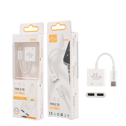 Ellietech AD205 Adaptador Tipo C a 2 Tipo C
