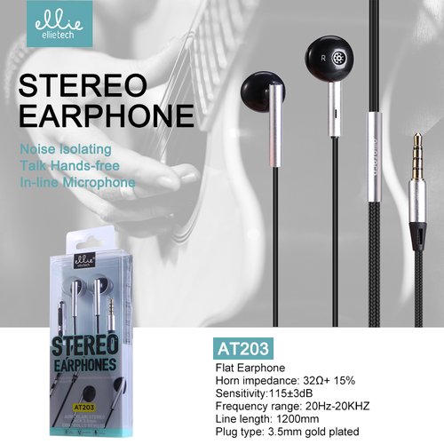 Ellietech AT203 Auriculares Stero Jack 3.5mm Controllo Remoto
