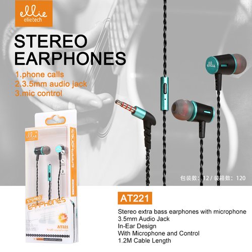 Ellietech AT221 Auriculares in-ear con Microfono + Control de Volumen