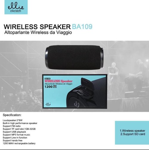 Ellietech BA109 Altavoz Portable Wireless 1200mAh