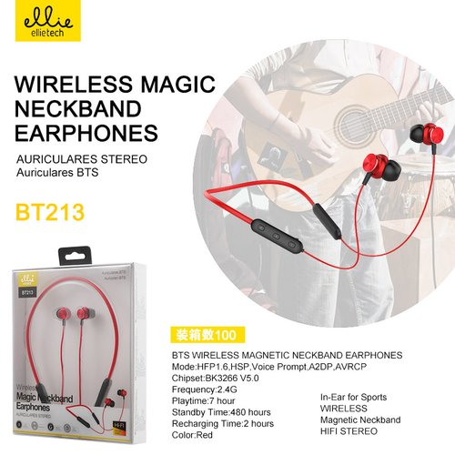 Ellietech BT213 Auriculares con Neckband Magnetico Inalambrico BTS