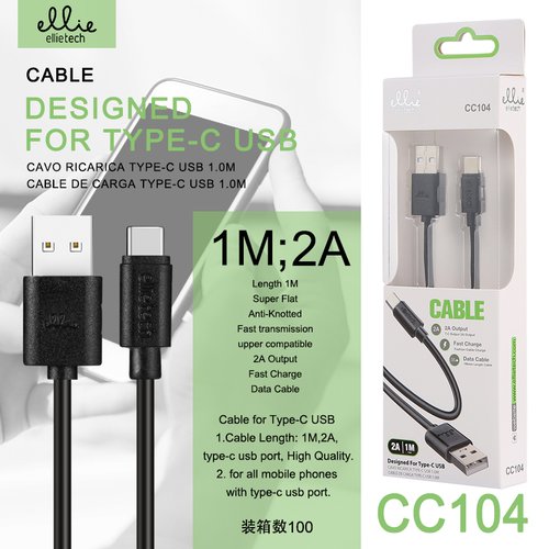 Ellietech CC104 Cable de Dato Type C 1M