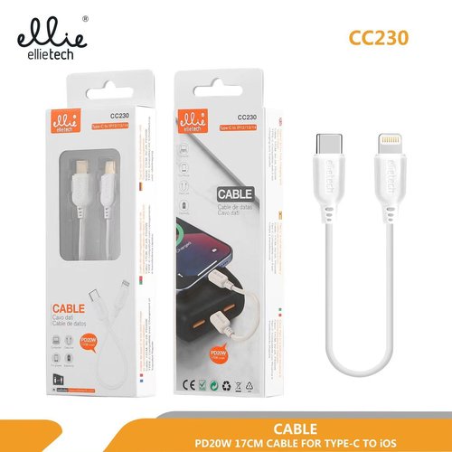 Ellietech CC230 Cable de Dato Tipo C a Lightning iOS 17CM PD20W NOVEDAD