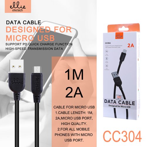 Ellietech CC304 Cable de Dato Micro USB 2A 1M