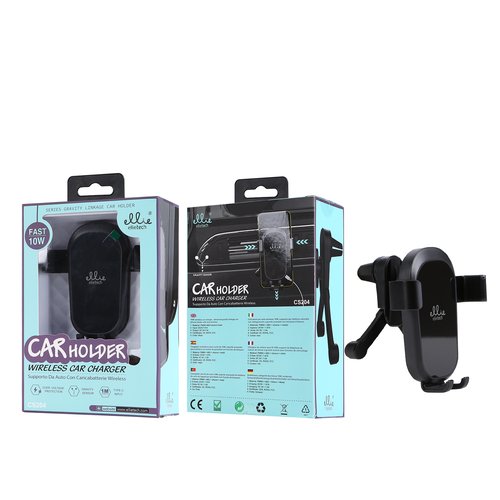 Ellietech CS204 Soporte de Moviles Con Cargador Inalambrico 10W para Coche