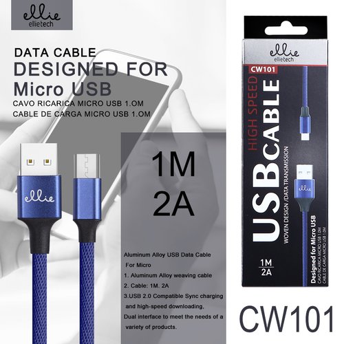 Ellietech CW101 Cable de Dato Micro Usb 2A 1M