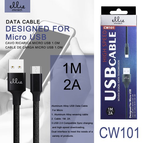 Ellietech CW101 Cable de Dato Micro Usb 2A 1M