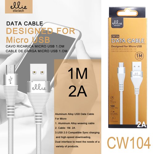Ellietech CW104 Cable de Dato para Micro USB 2A 1M