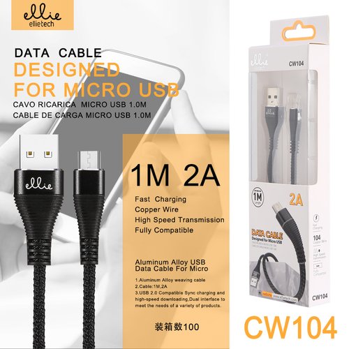 Ellietech CW104 Cable de Dato para Micro USB 2A 1M