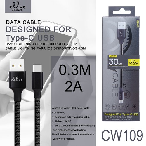 CW109 Cable Type-c 30cm 2A,Nylon trenzado