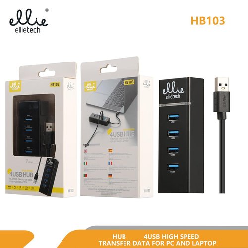 Ellietech HB103 3.0 HUB 4-Puerto USB con LED Negro NOVEDAD