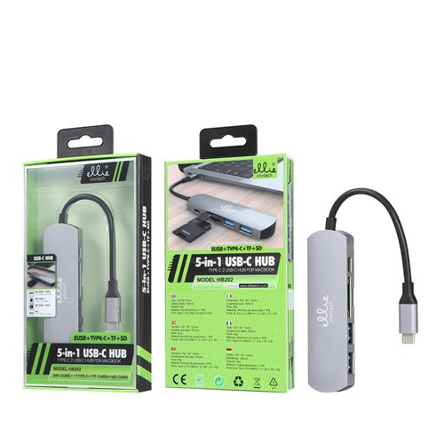 Ellietech HB202 5 IN 1 USB-C HUB TYPE C 2 USB-C HUB para MacBook