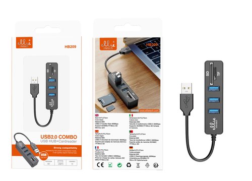 Ellietech HB209 USB HUB a 3 USB+SD+TF