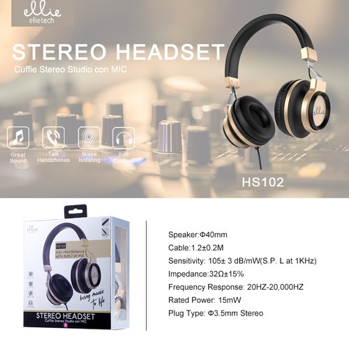 Ellietech HS102 Auricular Con Cable Y Microfono