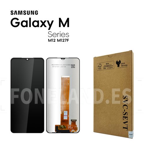 Pantalla Samsung GALAXY M12 M127 Negra SIN MARCO LCD+Tactil SERVICE PACK