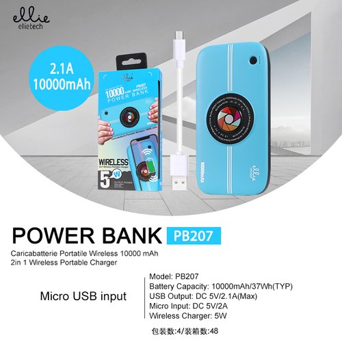 Ellietech PB207 Power Bank Wireless 10000mAh