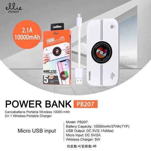Ellietech PB207 Power Bank Wireless 10000mAh
