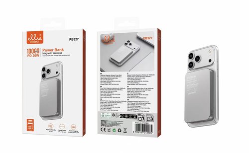 Ellietech PB327 Power Bank 10000mAh, Carga Magnetica Rapida, Diseño Ligero, Compacto y Moderno, PD 20W, USB A + C