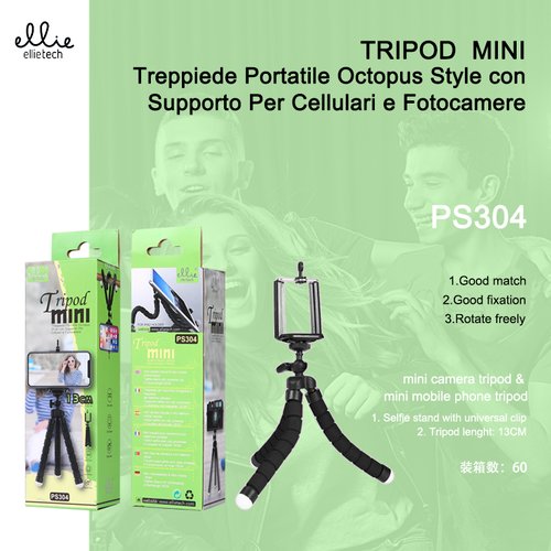 PS304 Ellietech Mini Camera tripode y Mini telefono mobile tripode