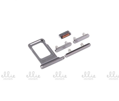 Set 4 Piezas Porta-SIM + Teclado de Volumen, Encendido y Boton Vibracion para iPhone 12 Pro 6.1 / 12 Pro Max 6.7 Negro